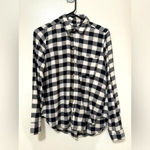 Women's - A&F Black/White Plaid Flannel Shirt - Small